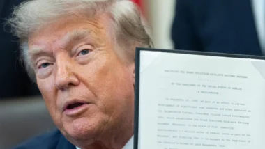 Donald Trump, presidente americano, durante coletiva de imprensa na Casa Branca.