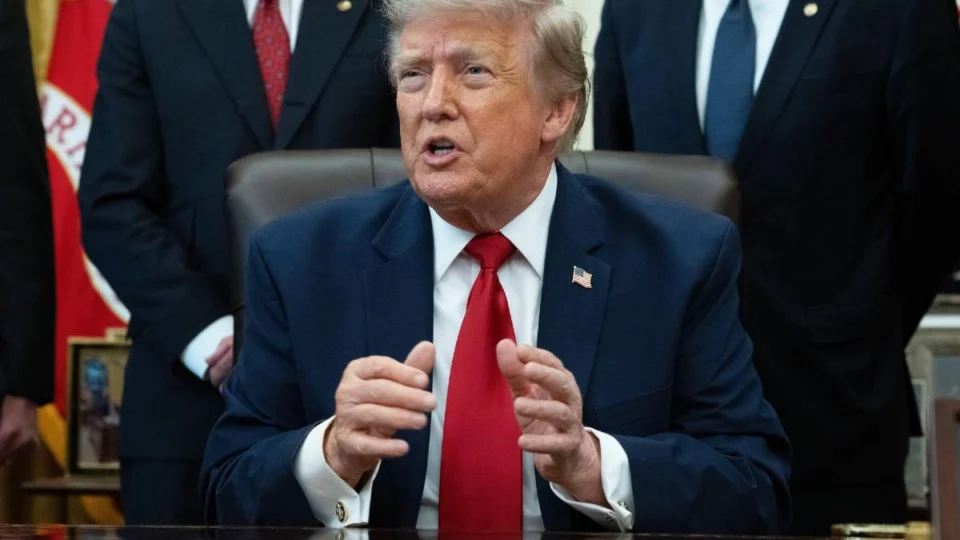 Donald Trump, presidente americano, durante coletiva de imprensa na Casa Branca.