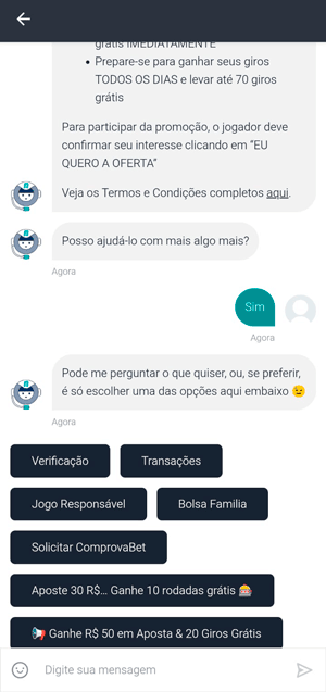Testando chat ao vivo de suporte no cassino online da Novibet