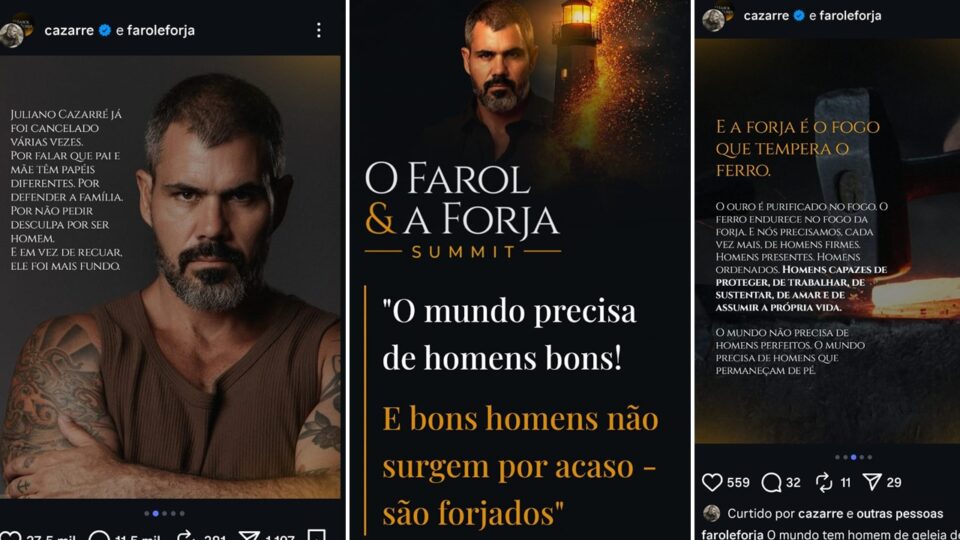 Juliano Cazarré é criticado por artistas após lançar evento para fortalecer a masculinidade