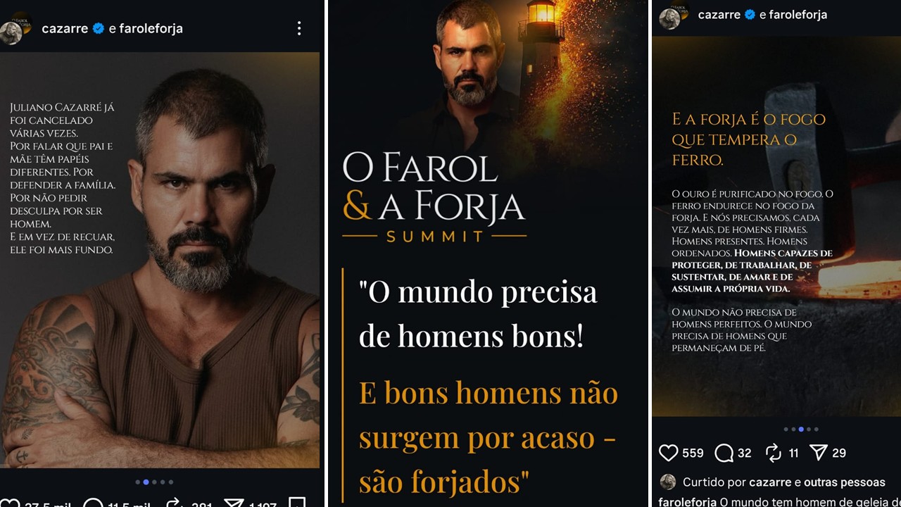 Juliano Cazarré afirma que “a sociedade enfraqueceu” o sexo masculino, e a proposta do evento de três dias é debater sobre o tema