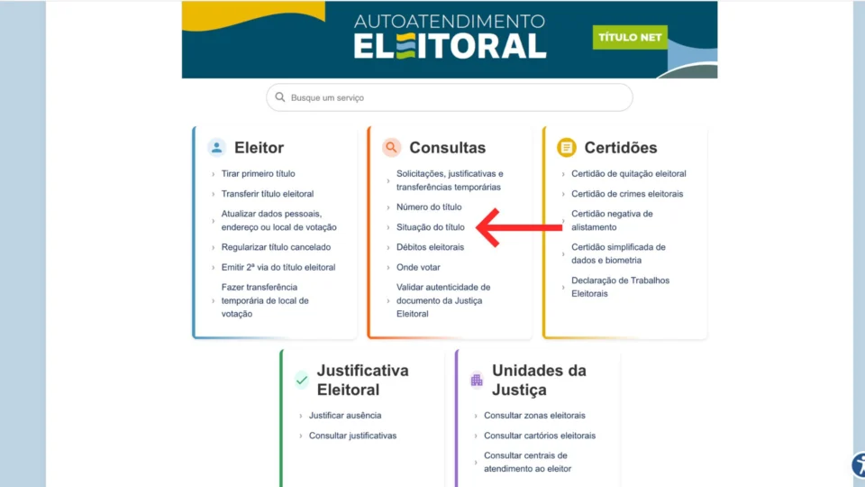 Página inicial para regularizar seu título de eleitor.