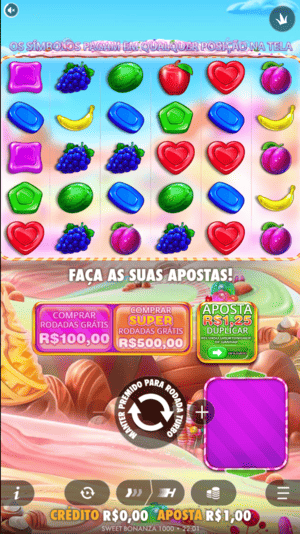 Tela inicial do Sweet Bonanza 1000 na Brazino777