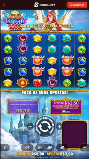 Tela inicial do Starlight Princess 1000 na Bateubet