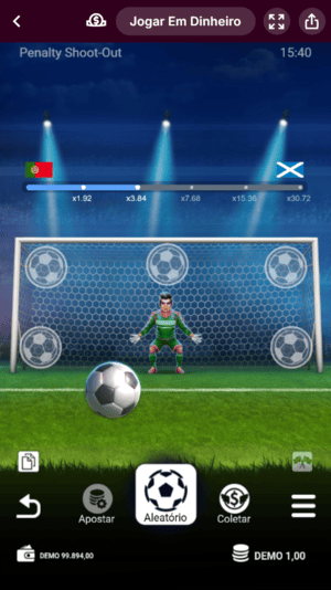 Rodada com dois multiplicadores alcançados no jogo dos pênaltis