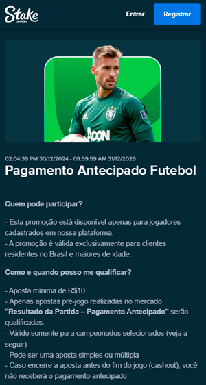 Página da Oferta de Pagamento antecipado na Stake