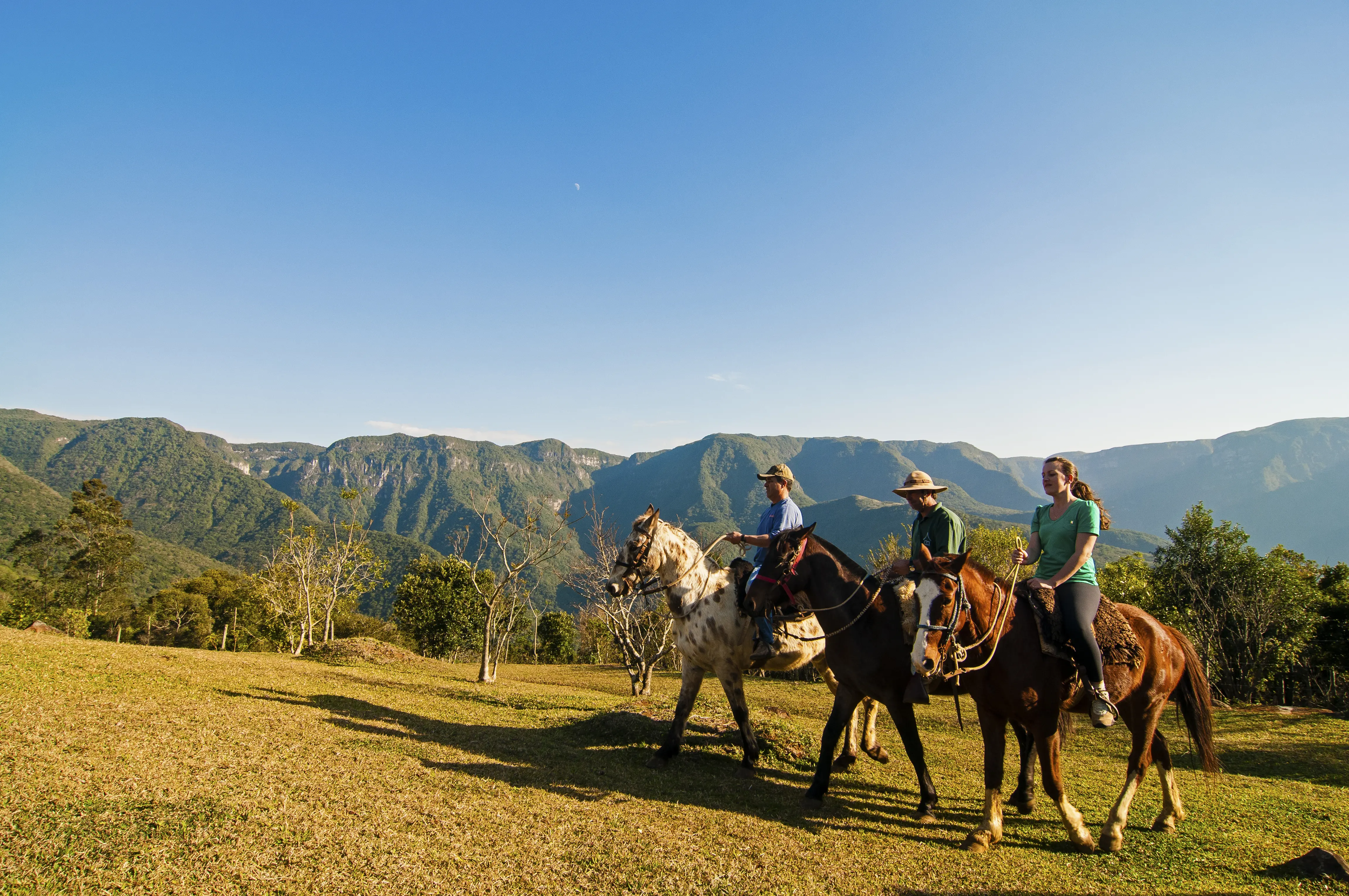 Cavalgadas pelos campos de altitude em Urubici permitem explorar a Serra Catarinense de forma contemplativa, com vistas amplas de montanhas, vales e áreas de vegetação nativa.