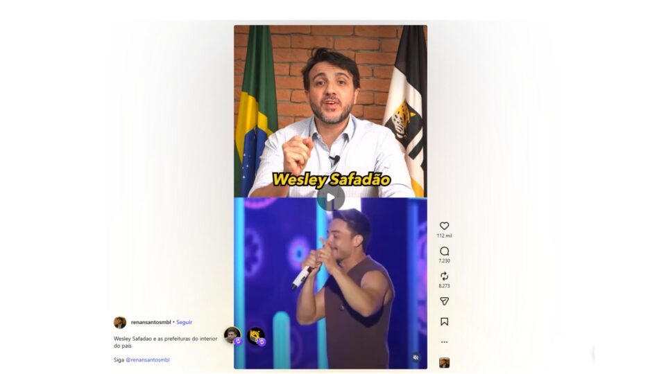 Justiça manda Renan Santos excluir vídeo sobre shows de Wesley Safadão pagos com emendas