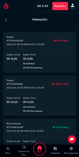 Histórico de pagamento de depósitos e saques na Blaze com detalhes sobre o processamento
