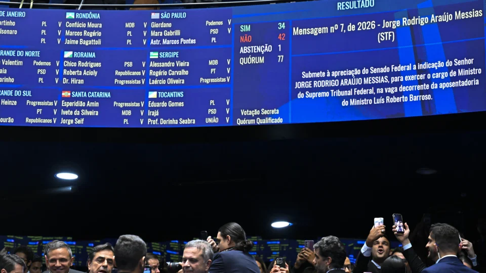 Quais senadores estavam presentes na votação que barrou indicação de Messias ao STF