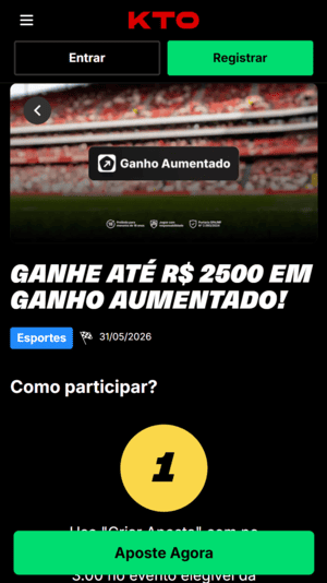 Melhores odds disponíveis na KTO
