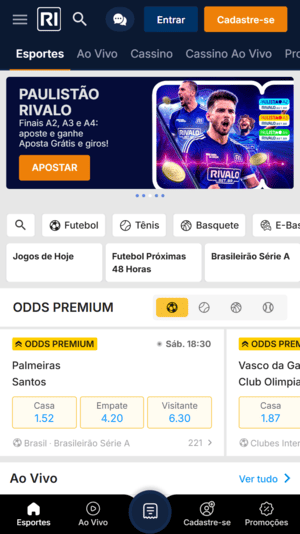  Odds premium oferecidas pela Rivalo
