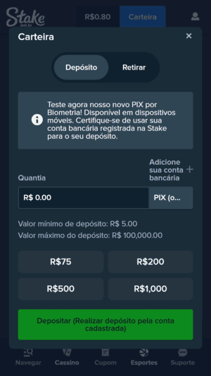 Pagamento com Pix na Stake