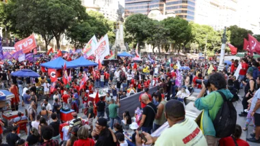 Ato do Dia do Trabalhador em 2025, no Rio de Janeiro. Foi o primeiro ano em que Lula não participou.