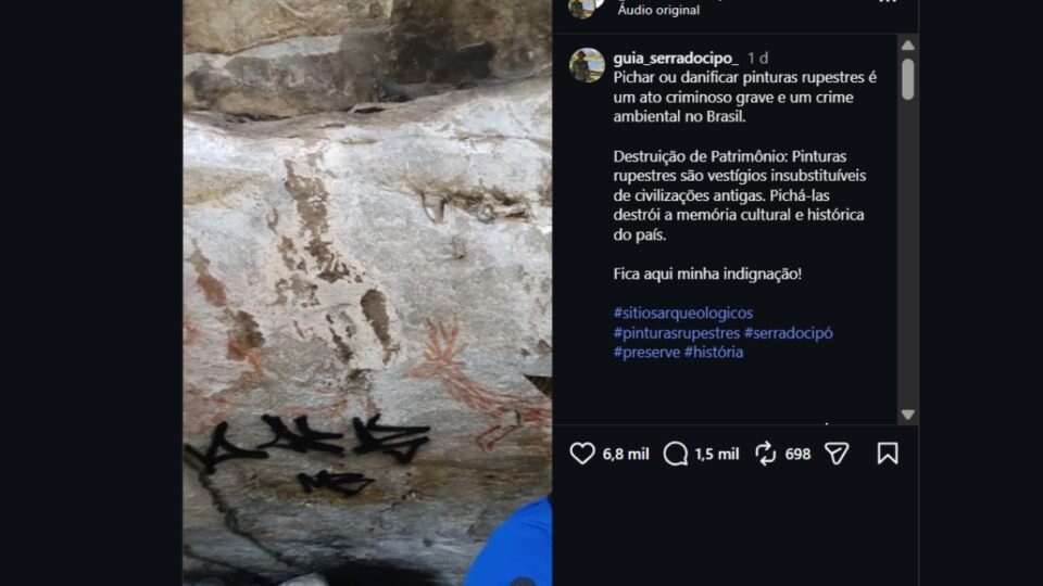 Pichadores vandalizam pinturas rupestres em parque nacional de MG