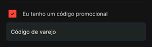 Opção do código promocional selecionada no formulário de cadastro da Superbet.