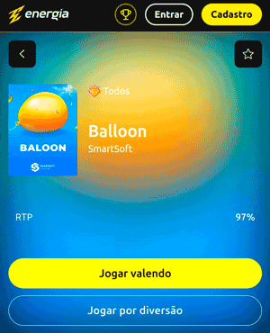Balloon da SmartSoft no cassino da Energiabet, que o usuário pode jogar valendo ou por diversão

