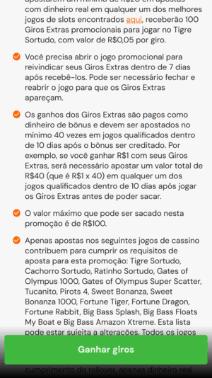  Exemplo de oferta com regra de rollover na Betsson