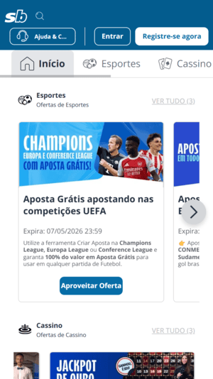 Oferta de cadastro na Sportingbet