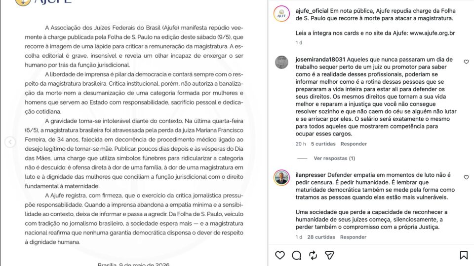 Charge sobre penduricalhos gera celeuma entre juízes e notas de repúdio