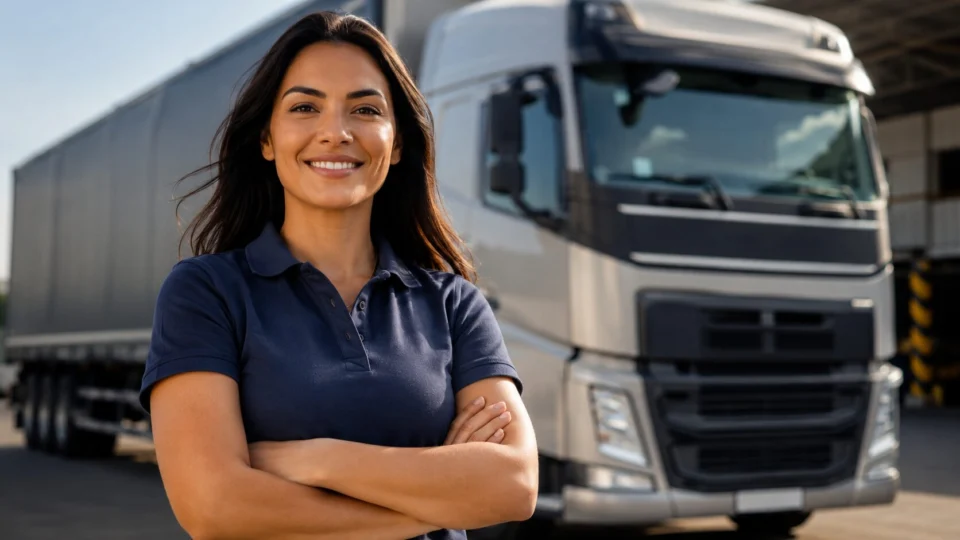 Profissional do transporte de cargas simboliza o avanço da presença feminina no setor, que amplia contratações e abre espaço para liderança.