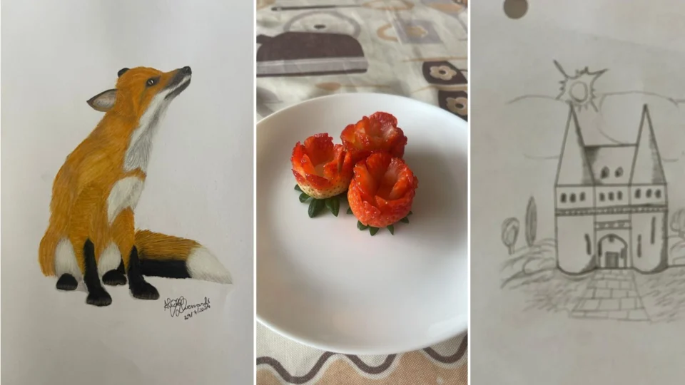 Exemplos de artes realizadas pelas meninas.