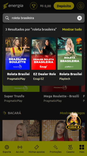 Versões da roleta brasileira disponíveis na Energiabet