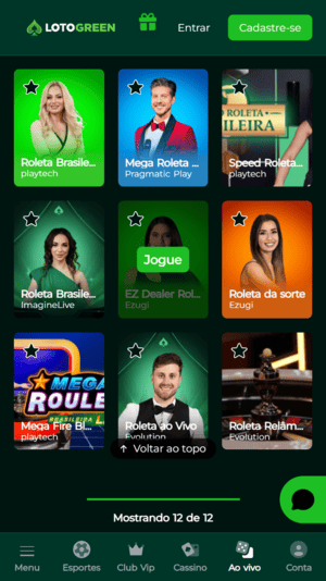 Versões da Roleta Brasileira disponíveis na Lotogreen
