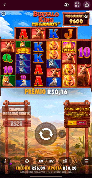 Interface do Buffalo King Megaways na Superbet