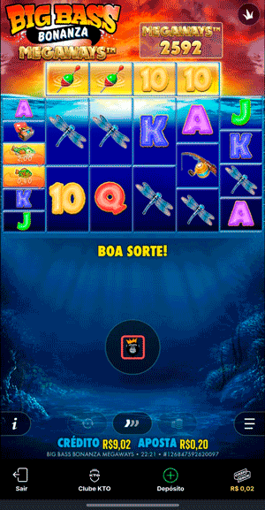 Interface do Big Bass Bonanza Megaways no cassino KTO