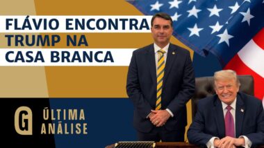No programa Última Análise desta terça-feira (26) debate a respeito de encontro entre Flávio Bolsonaro e Donald Trump. Imagem referente a matéria