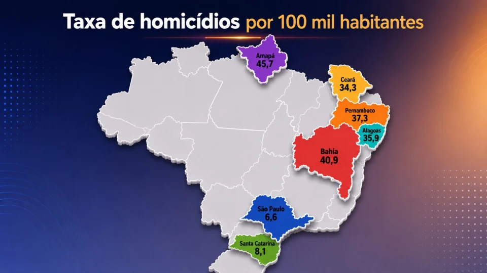 Infográfico estados mais violentos do Brasil - Atlas da Violência 2026
