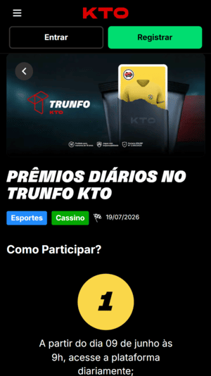 Oferta sem depósito com cartas diárias disponível na KTO