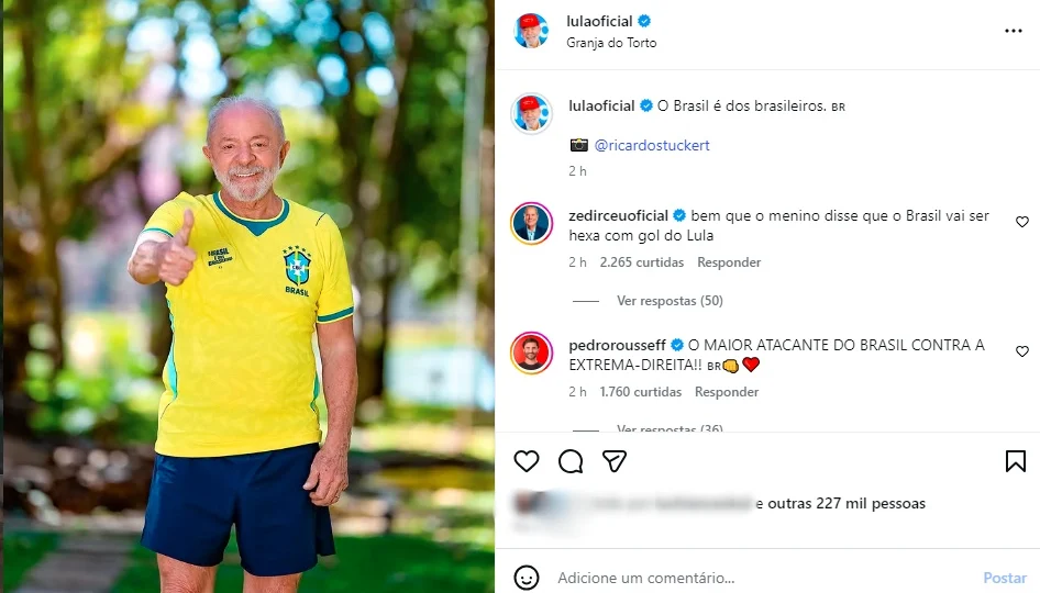 Lula com camisa da seleção brasileira