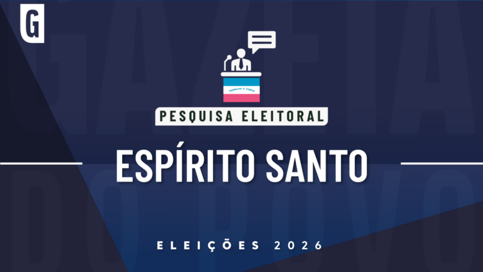 Ilustração feita pela Gazeta do Povo sobre pesquisa eleitoral nas Eleições 2026, com a bandeira do Espírito Santo.