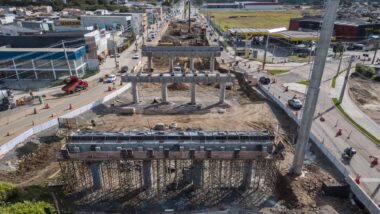 obras do novo viaduto Curitiba-Pinhais