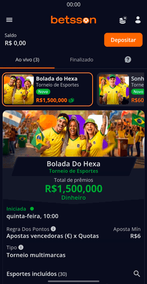 Torneio para apostas esportivas disponível na Betsson