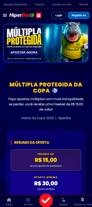 Página da oferta “Múltipla Protegida da Copa” para a Copa do Mundo na Hiperbet