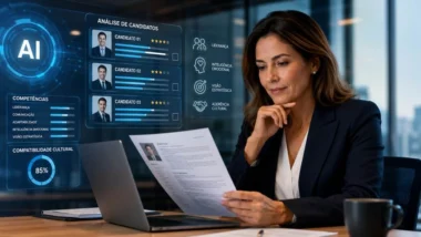 A Inteligência Artificial acelera a análise de currículos e o mapeamento de talentos, mas competências essenciais para a liderança, como influência, inteligência emocional e aderência cultural, continuam exigindo avaliação humana especializada.