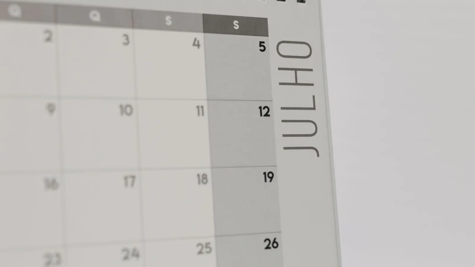 Calendário de julho 2026.