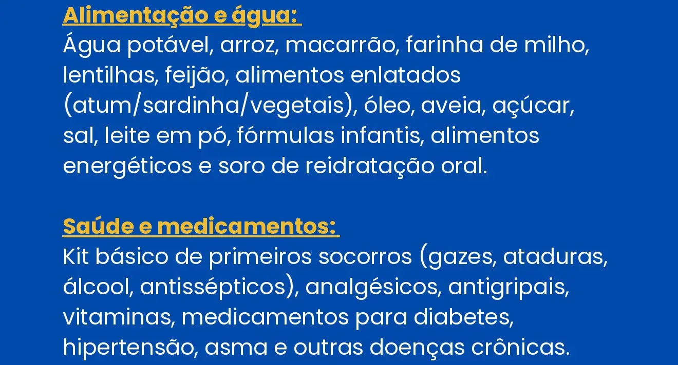 Orientações da Rede Venezuelanos no Brasil (Redeven) a respeito de itens para serem doados neste momento.