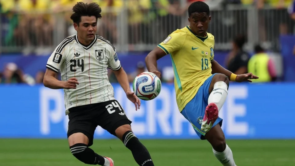 Endrick, no jogo do Brasil x Japão.