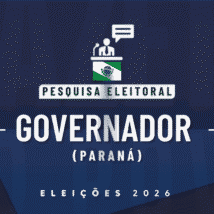 Os números do Paraná Pesquisas para governador do Paraná Ilustração feita pela Gazeta do Povo sobre pesquisa eleitoral nas Eleições 2026, com a bandeira do Paraná