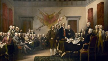 Pintura de John Trumbull retratando a elaboração da Declaração de Independência dos Estados Unidos, em 1776. Imagem referente a matéria