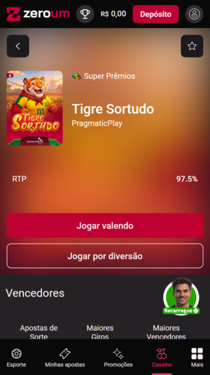 Tela mostrando as duas versões do Tigre Sortudo disponíveis no cassino