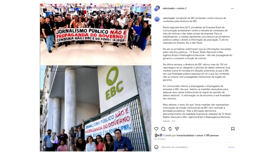 Profissionais protestam contra decisão que, de acordo com a diretoria, ocorre por medo de sanções do TSE.