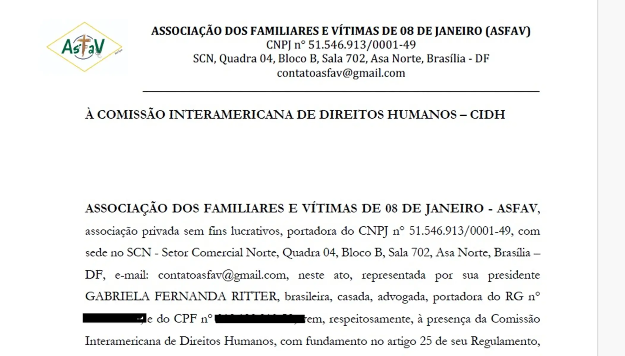 O pedido da Asfav foi protocolado nessa terça-feira (7) e representa cerca de 1.400 pessoas atingidas por processos relacionados ao 8/1.