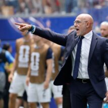 Luis de la Fuente durante partida contra a Áustria na Copa do Mundo. Imagem referente a matéria