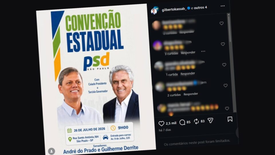 Kassab associa Tarcísio a Caiado em convite do PSD