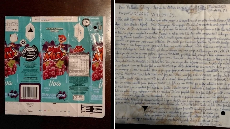 O livro foi escrito, principalmente, em embalagens de suco que Giffoni conseguiu na prisão.